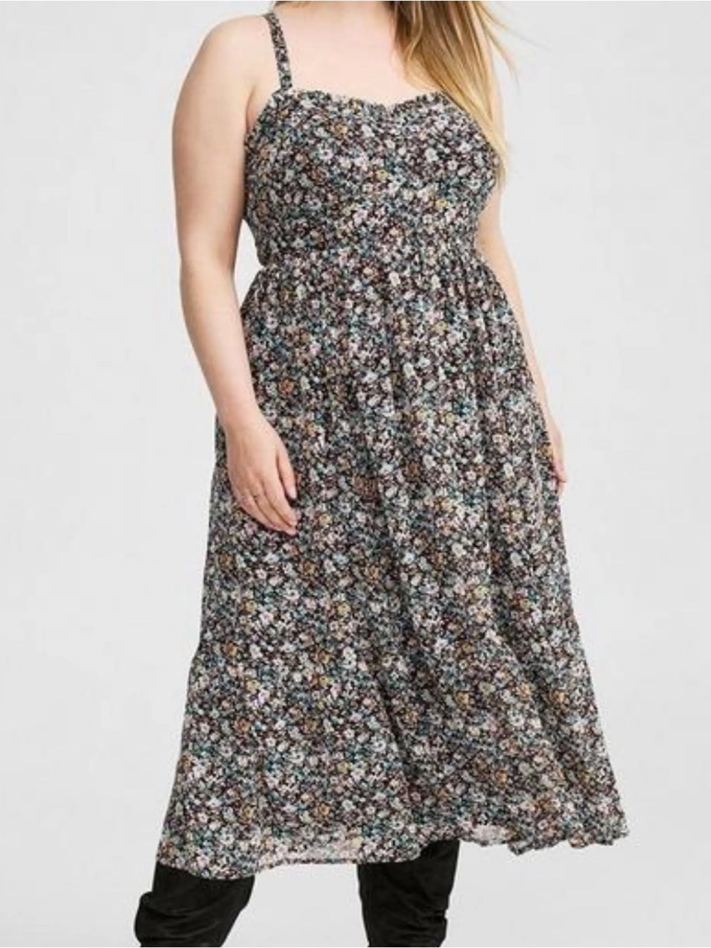 Torrid Chiffon Sleeveless Tiered Floral Midi Dress Size 1 - Picture 13 of 15